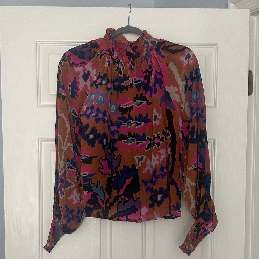 Oliphant high neck, silk blouse xxs xs